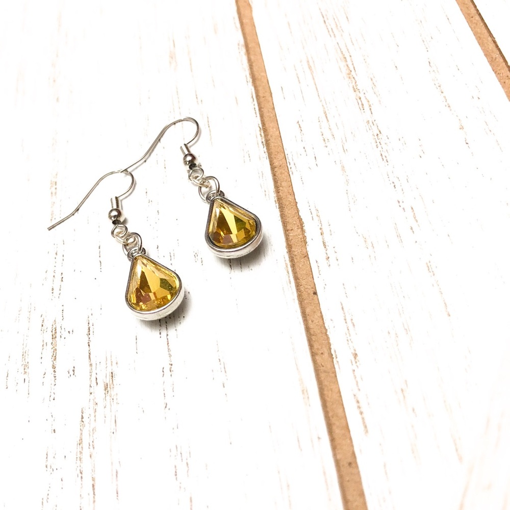 Yellow Teardrop Dangle Earrings | Nickel Free | Pick Any 3 for $25